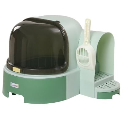 Streamdale Furniture Cat Litter Box with Lid, Covered Litter Box, Easy to Clean & Open Including Openable Front Cover, Litter Scoop, Green