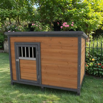 Streamdale Furniture Spacious Solid Wood Dog House with Breathable Doors