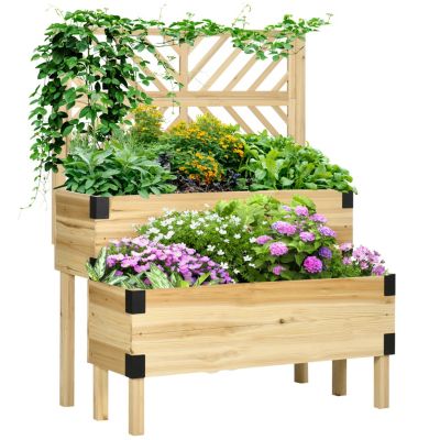 Садовая грядка Streamdale Furniture с решеткой, деревянный приподнятый ящик для растений