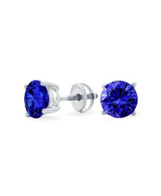Bling Jewelry Black CZ Solitaire Stud Earrings .925 Sterling Silver Screwback 8MM