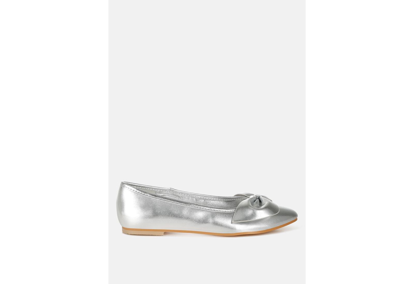 Rag and Co Womens Bromelia Metallic Pleather Bow Ballerinas