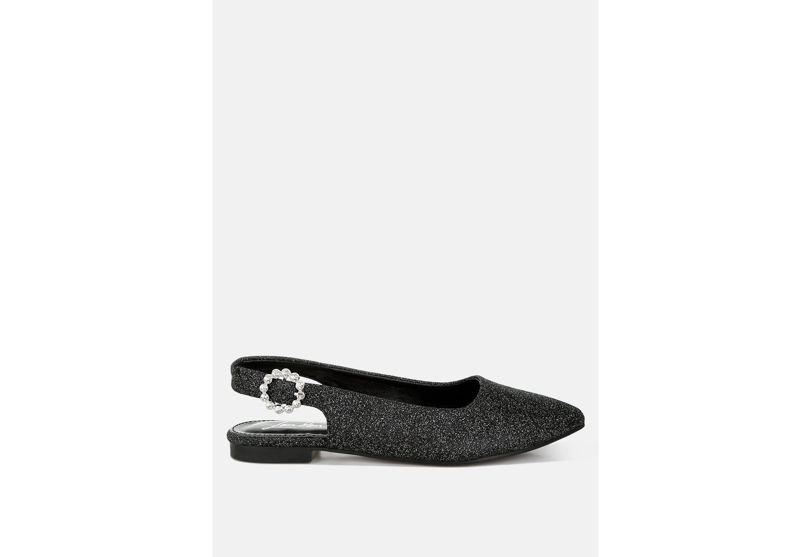 London Rag Womens Giora Glitter Slingback Flat Sandals
