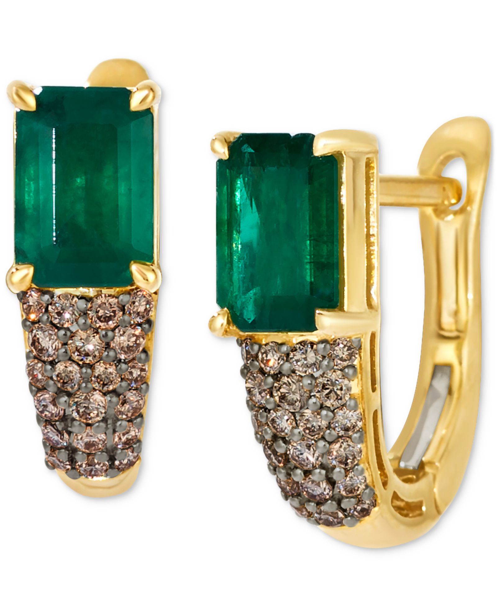 Серьги Leverback Le Vian New Emerald (1-2/5 ct. t.w.) & Chocolate Diamond (1/4 ct. t.w.) в 14k Gold