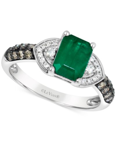 Кольцо Le Vian Emerald (1 ct. t.w.), Vanilla Diamond (1/10 ct. t.w.) & Chocolate Diamond (1/4 ct. t.w.) в белом золоте 14k
