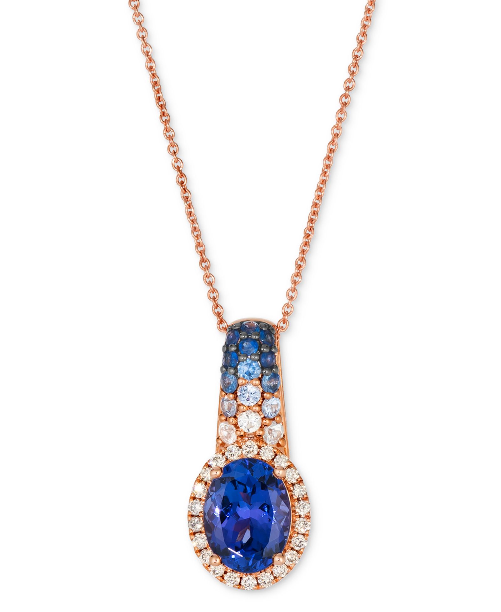 Le Vian подвеска-ожерелье регулируемая 20" в 14k Rose Gold с танкитом, сапфиром и бриллиантом