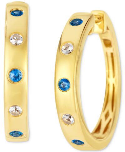 Le Vian® Anywear Everywear® Blueberry Sapphire (1/6 ct. t.w.) & White Sapphire (1/10 ct. t.w.) Hoop Earrings in 14k Honey Gold