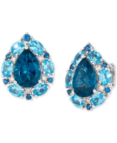 Серьги Le Vian Deep Sea Blue Topaz, Blue Topaz, Blueberry Sapphire & Nude Diamond в 14k Vanilla Gold