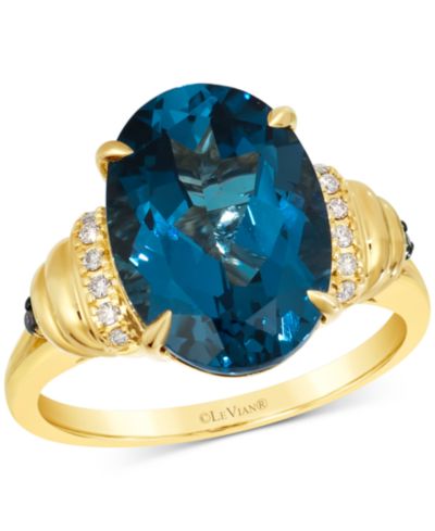 Кольцо Le Vian London Blue Topaz & Diamond Oval в 14k желтом золоте