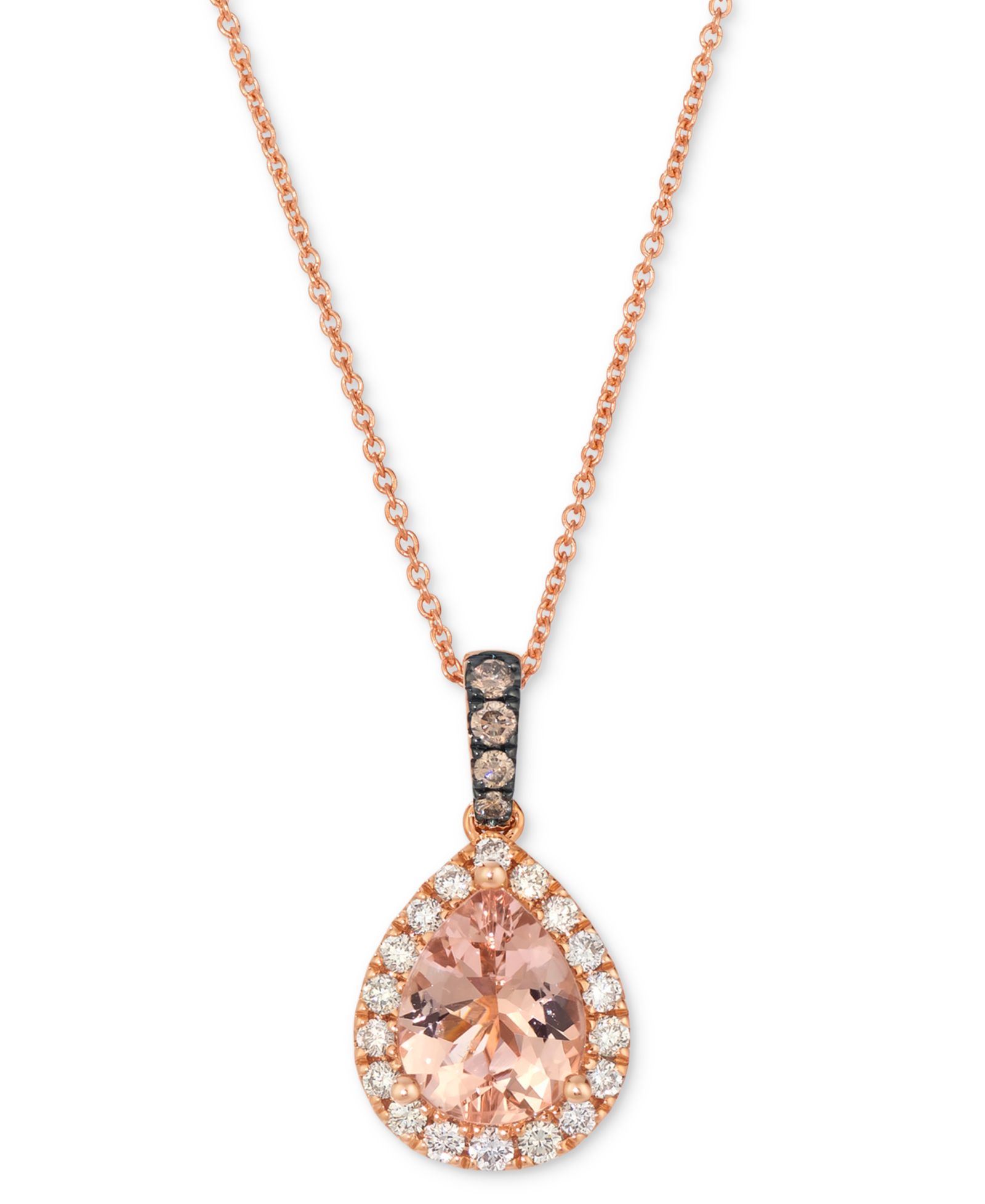Подвеска Le Vian Peach Morganite, Nude Diamond & Chocolate Diamond в золоте 14k Strawberry Gold
