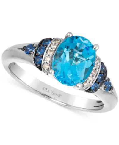Le Vian Кольцо Statement Blue Topaz (2 ct. t.w.), Blueberry Sapphire (1/6 ct. t.w.) & Nude Diamond (1/20 ct. t.w.) в 14k White Gold