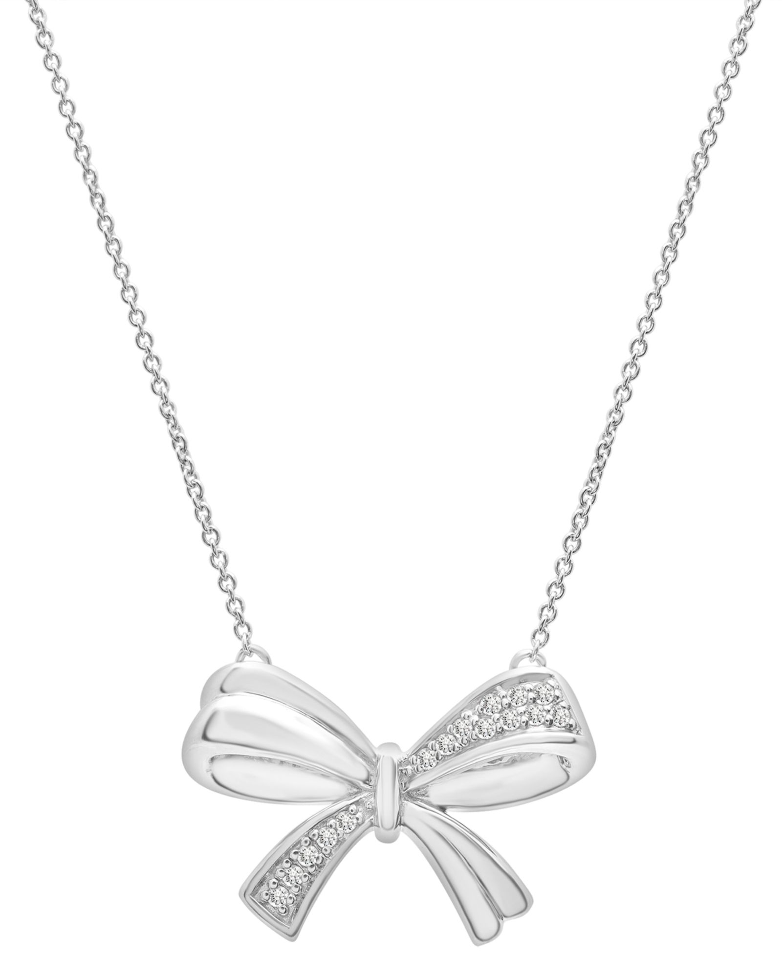 Подвеска Diamond Bow 17" в серебре Sterling Silver (1/10 ct. t.w.)