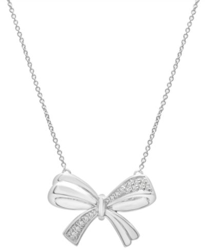 Подвеска Diamond Bow 17" в серебре Sterling Silver (1/10 ct. t.w.)