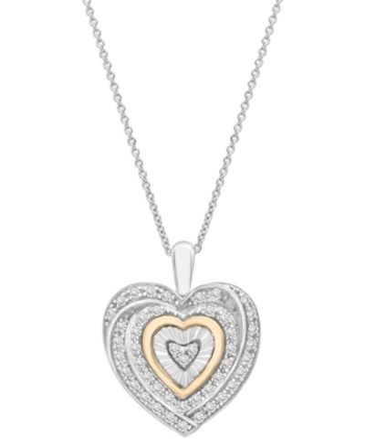 Подвеска Diamond Heart из стерлингового серебра и 14k Gold-Plate