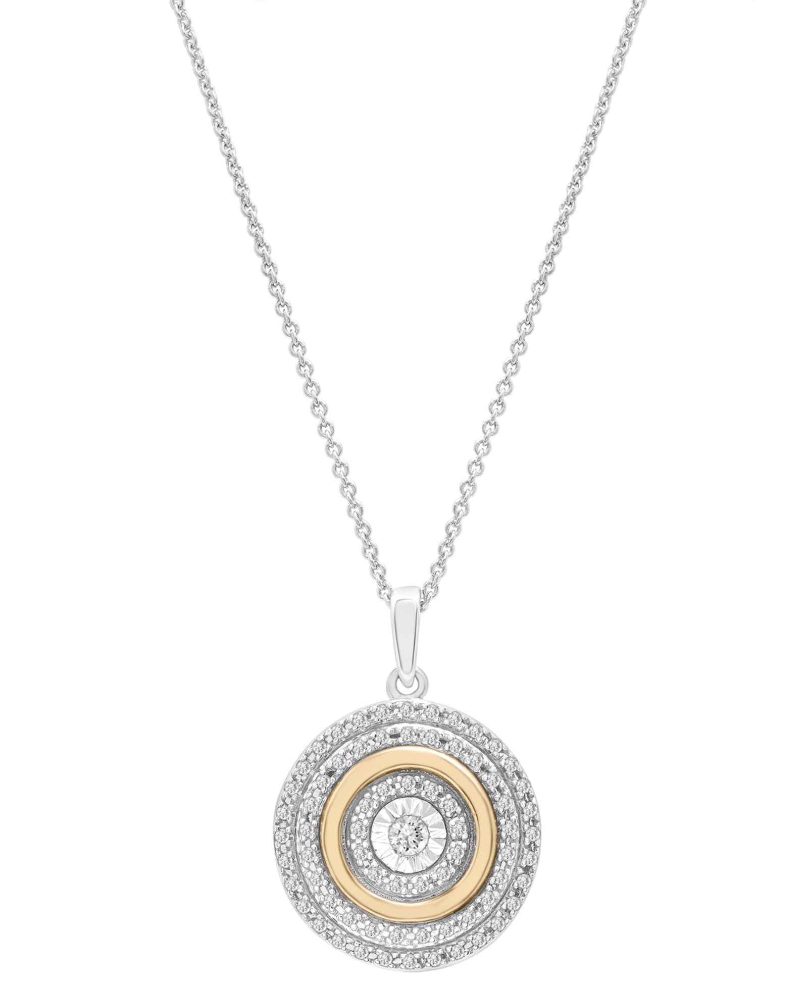 Подвеска Diamond Circle 18" Pendant Necklace in Sterling Silver and 14k Gold-Plate