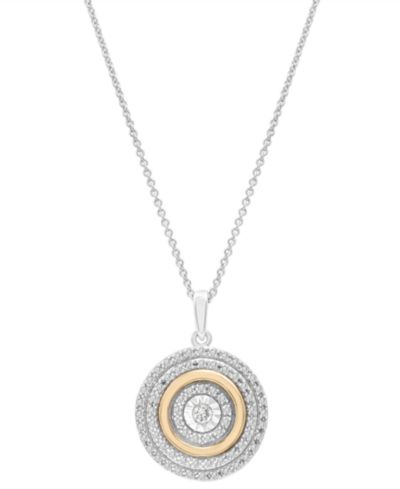 Подвеска Diamond Circle 18" Pendant Necklace in Sterling Silver and 14k Gold-Plate