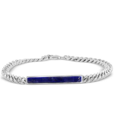 EFFY® Men's Lapis Lazuli Bar Curb Link Bracelet in Sterling Silver