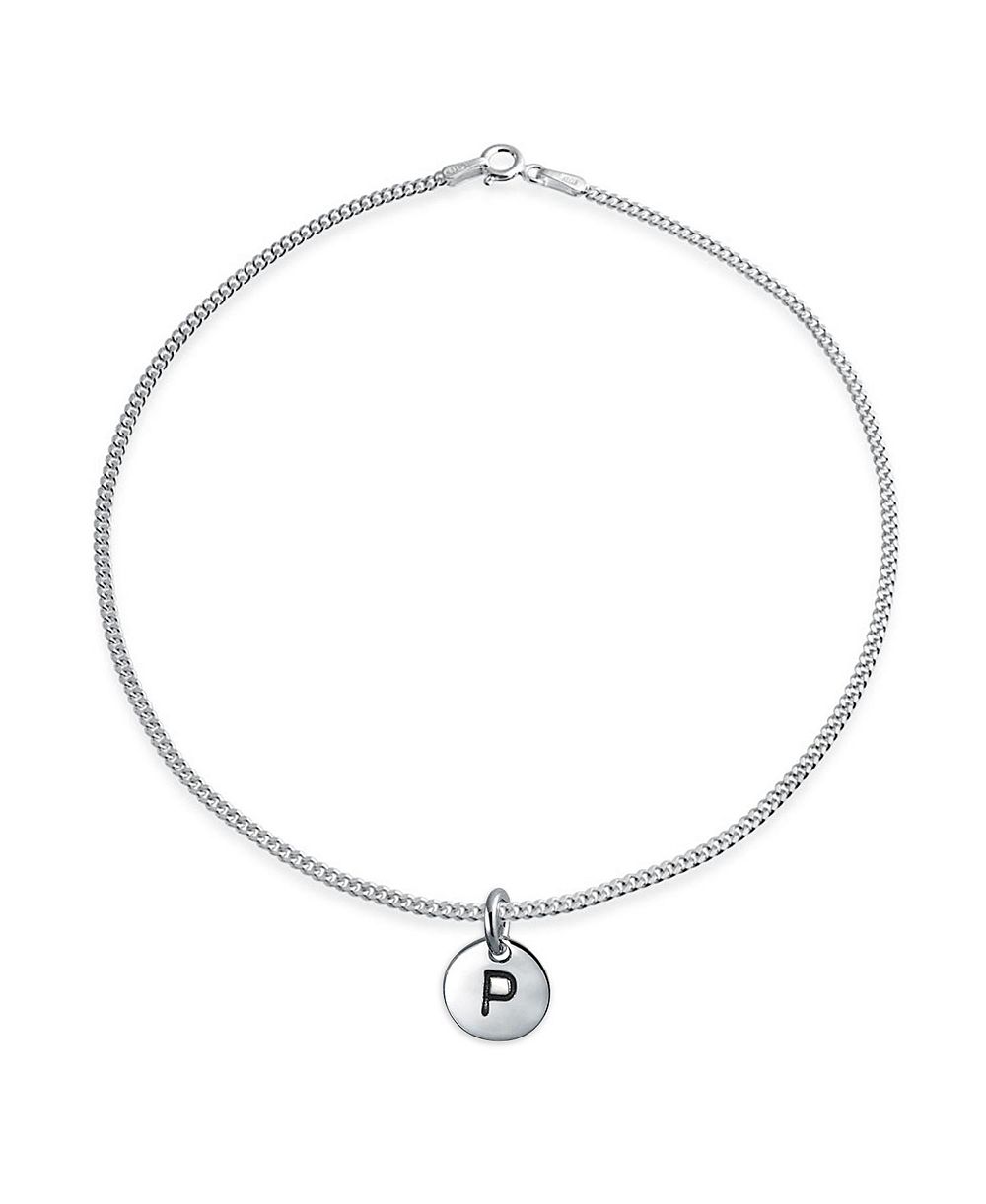 Bling Jewelry Circle Disc Alphabet Initial C Anklet Ankle Bracelet Sterling Silver 9"