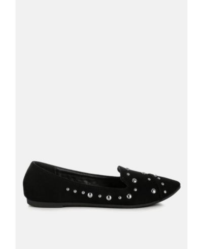 London Rag Womens Olesia Stud Emebllished Ballet Flats