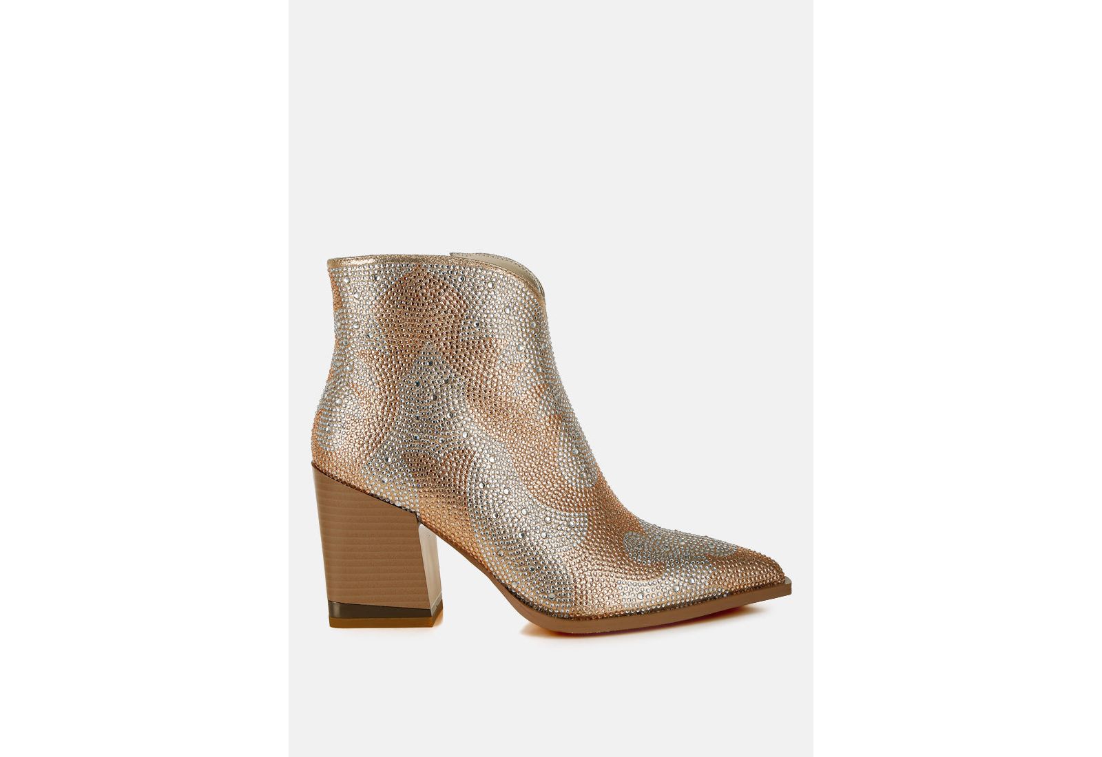 London Rag Womens Mugler Rhinestones Embellished Ankle Boots