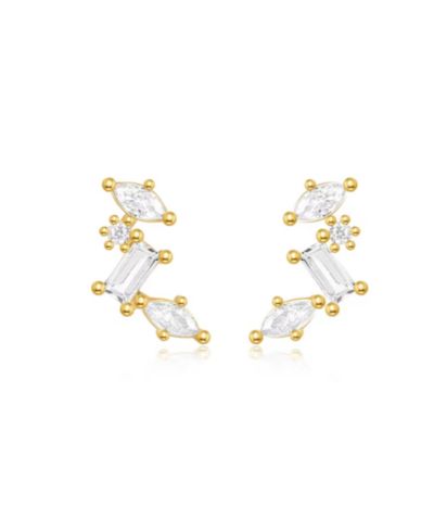 Hollywood Sensation Celestial Gold Cluster Earrings - 18k Gold Plated Sterling Silver with AAAAA Cubic Zirconia
