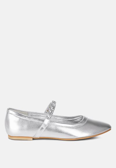 Rag and Co Womens Gloxinia Metallic Mary Jane Ballerinas