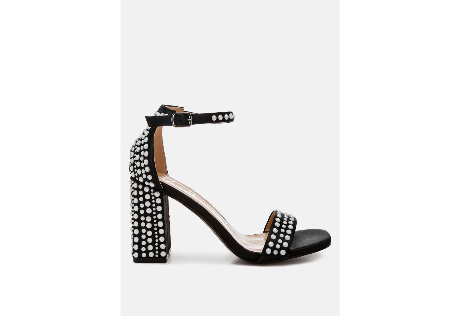 London Rag Womens Klebba Pearls Embellished Satin Sandals