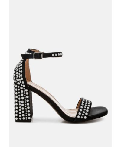 London Rag Womens Klebba Pearls Embellished Satin Sandals