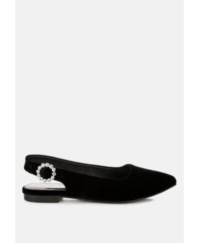 London Rag Womens Dolan Velvet Slingback Flats Sandals