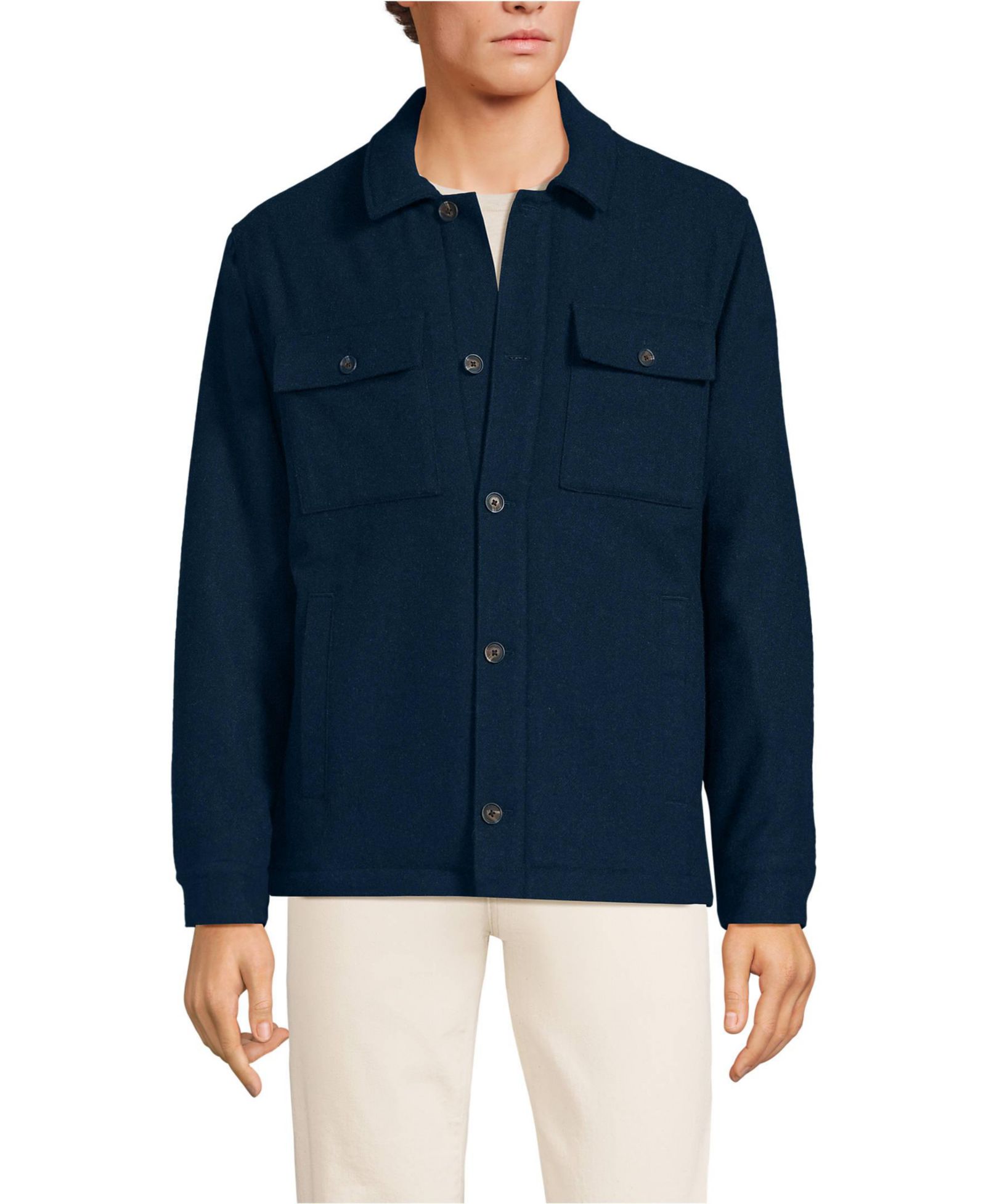 Lands' End Men's Wool Blend Shirt Jacket