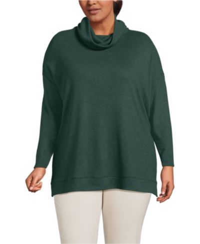 Lands' End Plus Size уютный трикотажный туник с воротником-стойкой
