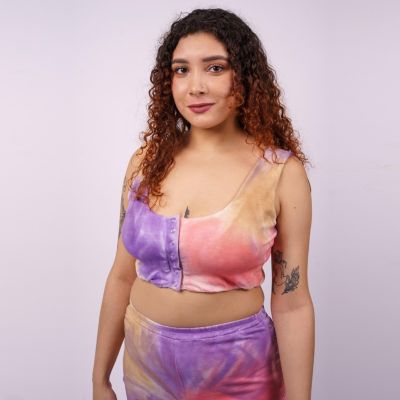 SPARKIES Women's Tie-Dyed Quinn Top with Front Opening