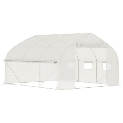Теплица-туннель Streamdale Furniture 11.5' x 10' x 6.5' с сетчатой дверью, 7 окнами и боковыми стенками, белая