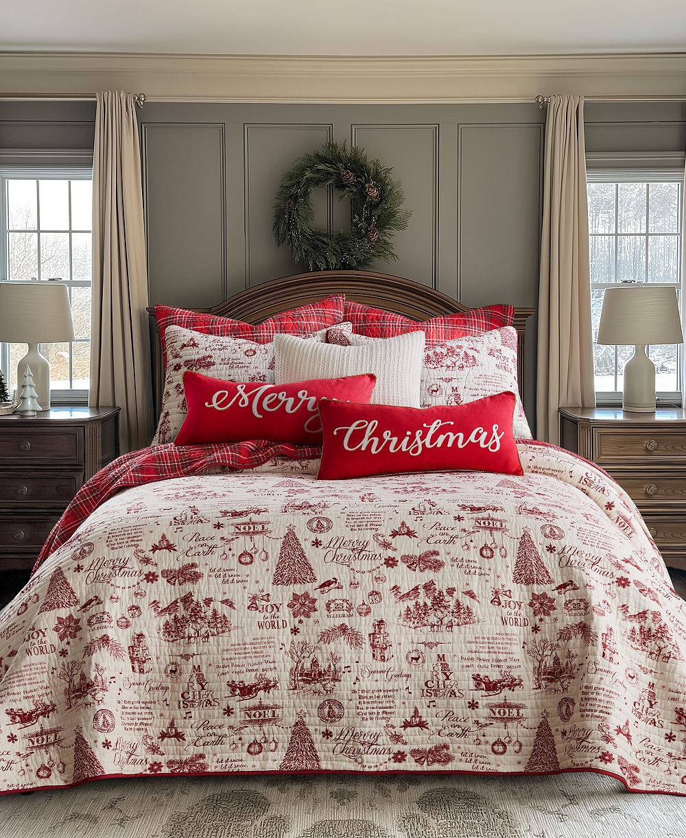Комплект из 3 покрывал Levtex Home Yuletide Reversible, Queen