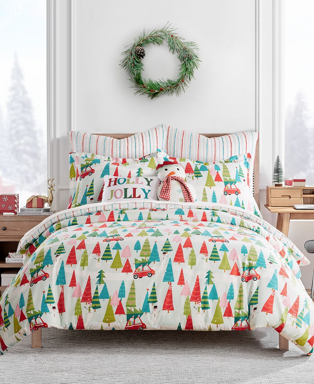 Двусторонний комплект из 3 предметов Levtex Home Merry Bright Holly Jolly, King