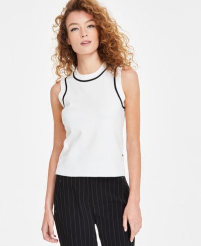 Женский трикотажный жилет без рукавов KARL LAGERFELD PARIS Contrast-Trim