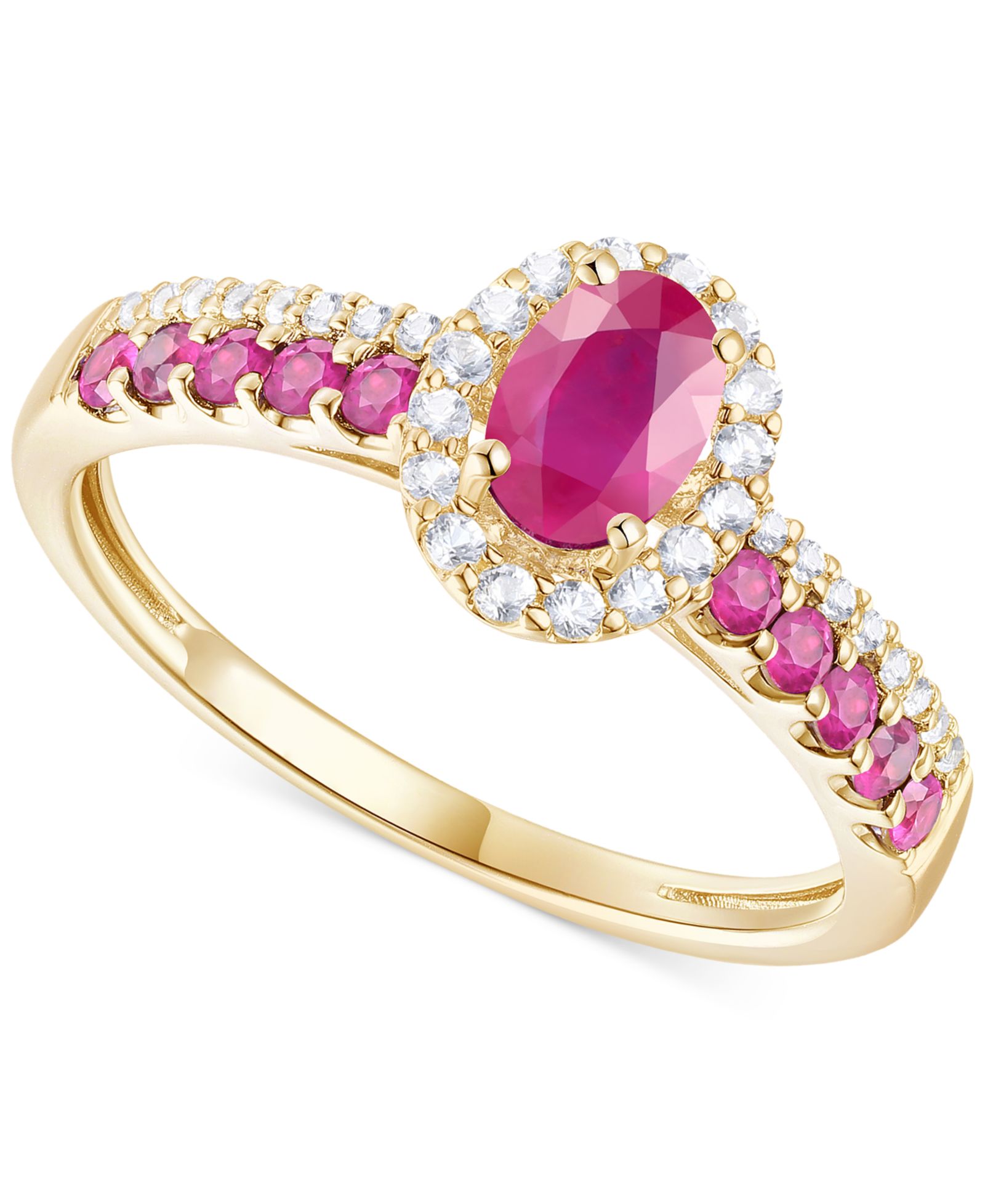 Кольцо Sapphire & Diamond Oval Halo в белом золоте 14k