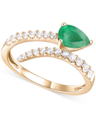 Кольцо с изумрудом и бриллиантом в 14k Yellow Gold