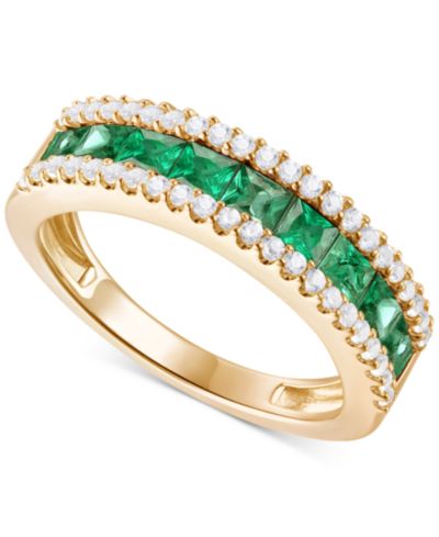 Кольцо с изумрудом (1 ct. t.w.) и бриллиантом (1/3 ct. t.w.) в золотой оправе 14k