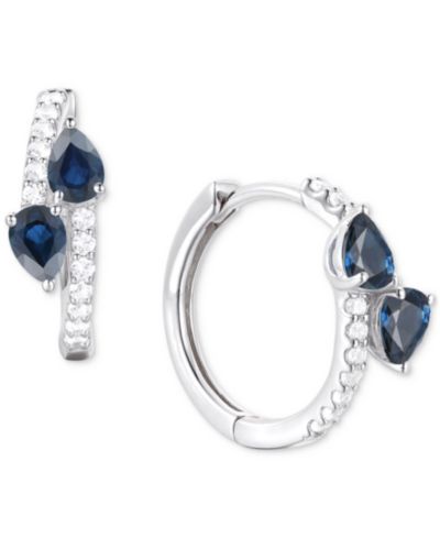 Серьги-кольца Macy's с сапфиром, рубином или изумрудом и бриллиантом в 14k Gold или White Gold