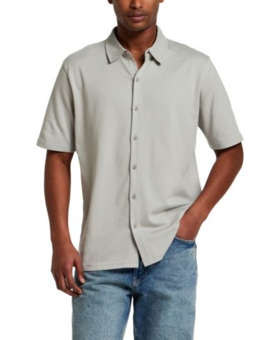Weatherproof Vintage Men's Cotton Twill Short-Sleeve Button Down 100% Cotton Knit Shirt