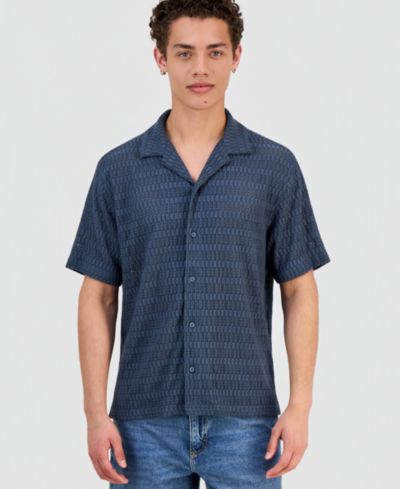 Sun + Stone Men's Andre Knit Tonal Stripe Camp Shirt, Exclusively at Macy's