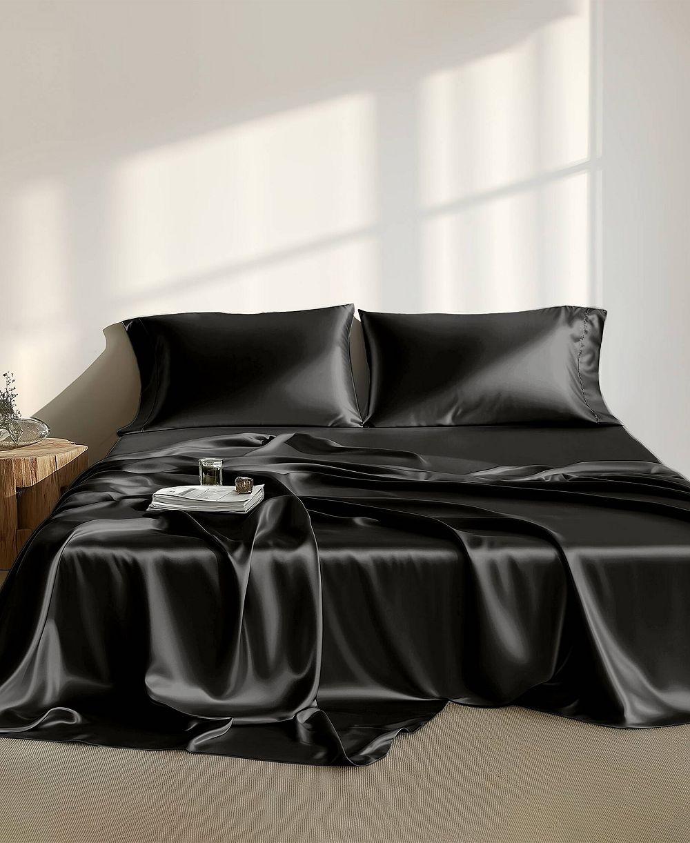 Madison Park Essentials Satin Luxury 7-Pc. Sheet Set, Split King