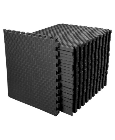 BalanceFrom Fitness 72 Sq Ft Interlocking EVA Foam Exercise Mat Tiles, Black