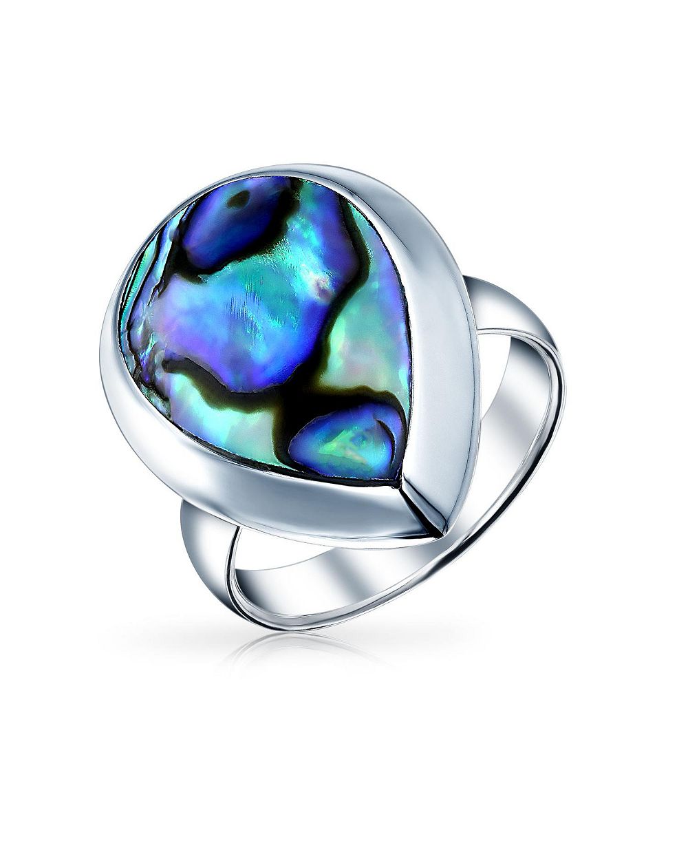 Кольцо Bling Jewelry Rainbow Abalone из стерлингового серебра 925 с крупным камнем в форме слезы