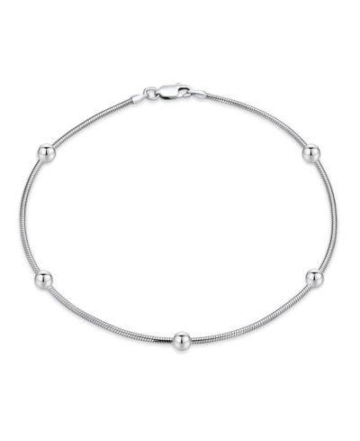 Bling Jewelry 4MM Ball Bead Snake Chain Anklet Strand Ankle Bracelet .925 Sterling Silver