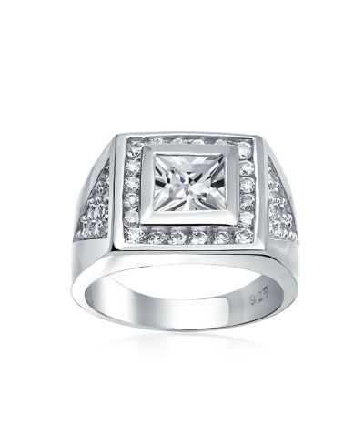 Кольцо Bling Jewelry Princess Cut Cubic Zirconia Big Statement.925