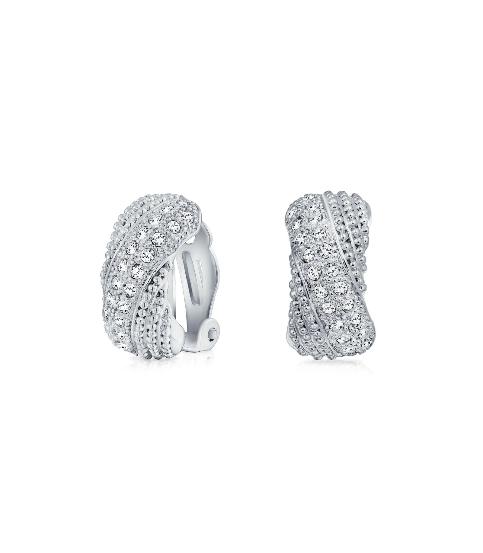 Bling Jewelry серьги-кольцо с кристаллами Pave без прокола