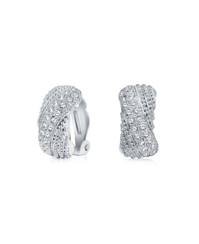 Bling Jewelry серьги-кольцо с кристаллами Pave без прокола