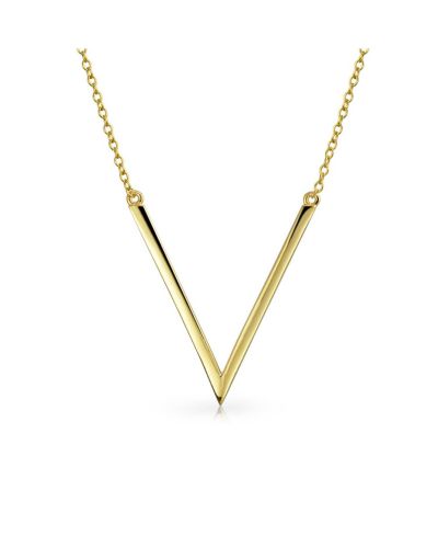 Bling Jewelry Minimalist Geometric Chevron V Pendant Necklace .925 Sterling Silver