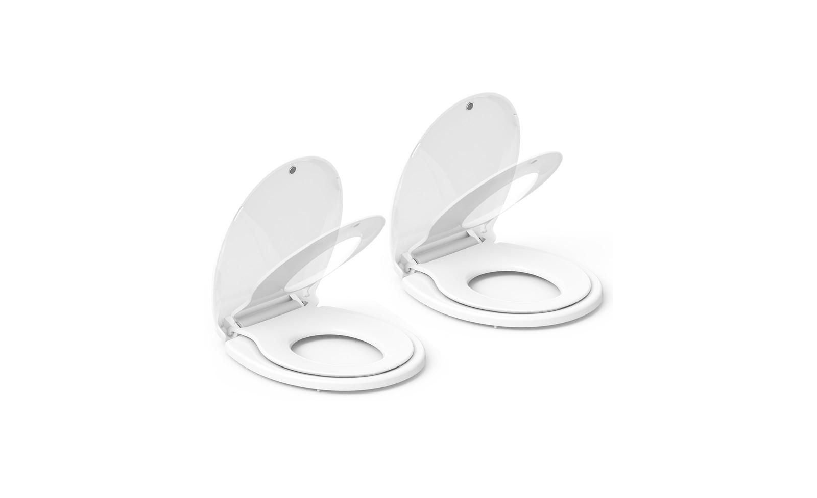 gaomon 2-Pack Slow-Close Round Toilet Seats with Built-In Toddler Potty Training Feature and Magnetic Attachment